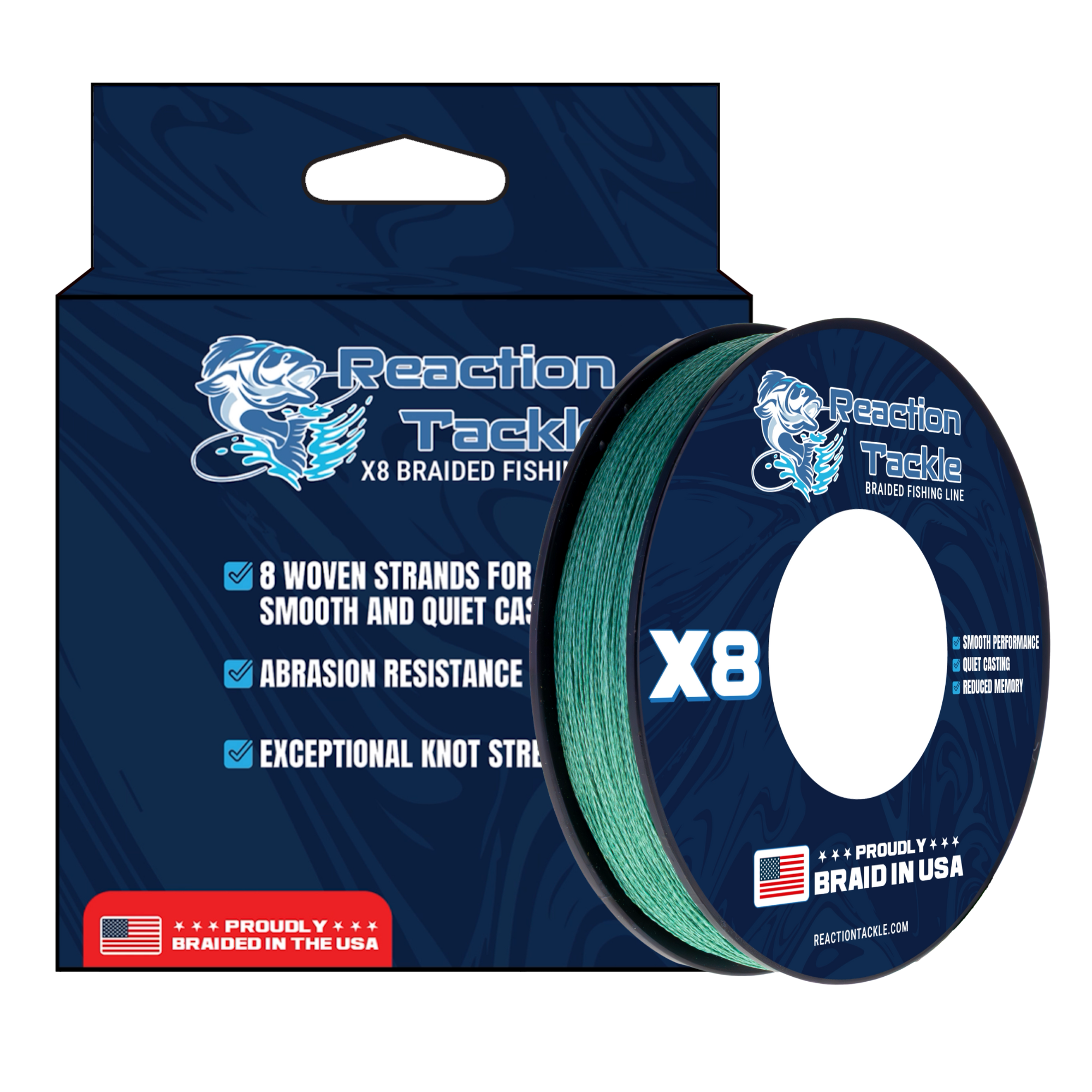 Reaction Tackle BRAIDED IN THE USA Fishing Line- X8