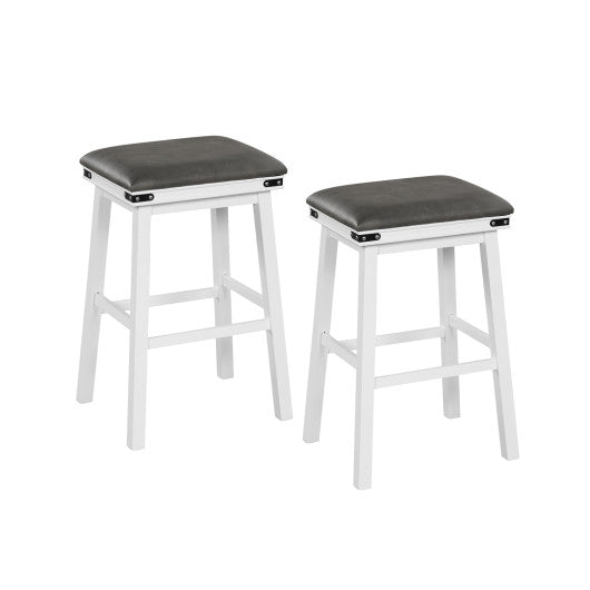 Set of 2 24/30 Inch Dining Bar Stool with Acacia Wood Frame-30 inches