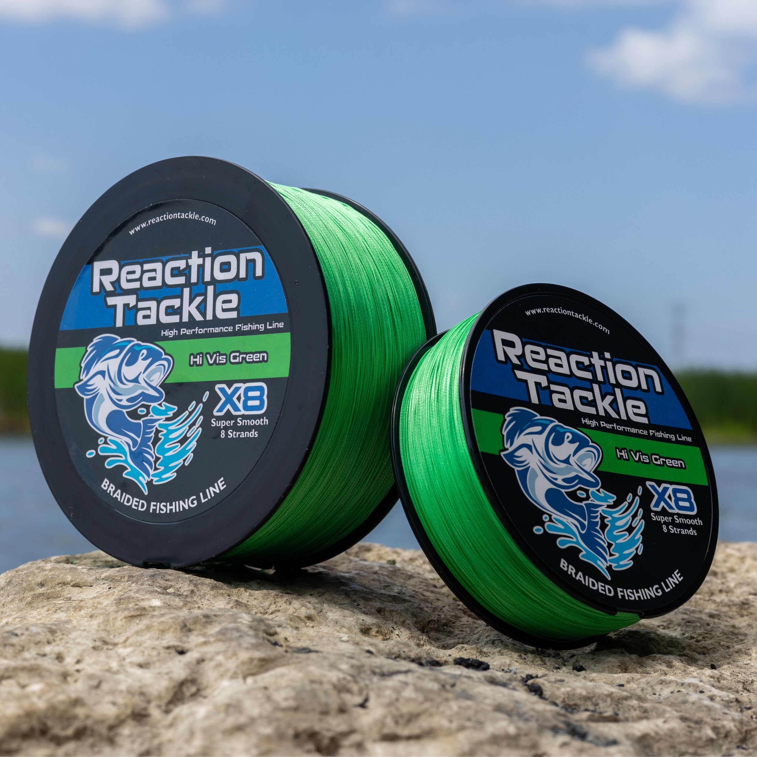 Reaction Tackle X8 Braided Fishing Line - Hi Vis Green 8 Strand