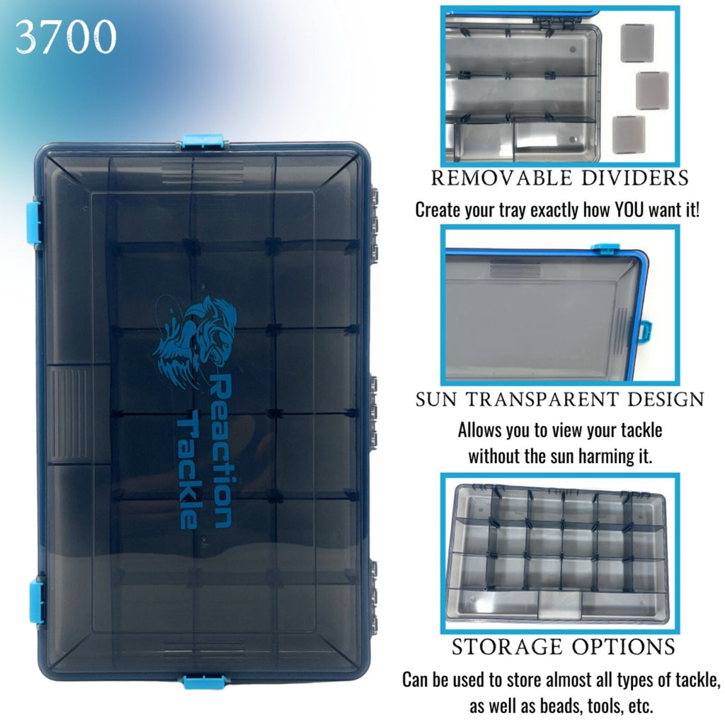 Reaction Tackle Standard Tackle Tray- Sturdy and Water Resistant with 4 Reliable Clips