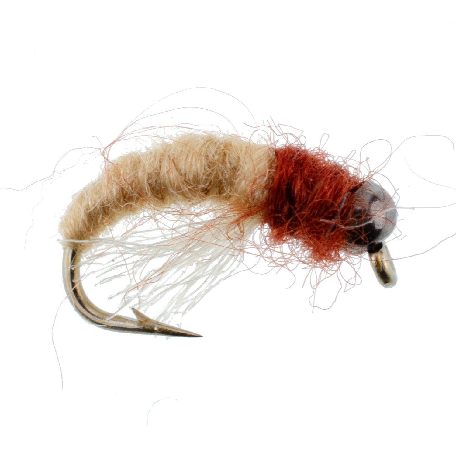 Bead Head Tan Brown Caddis Larva Nymph 12 Flies Hook Size 12