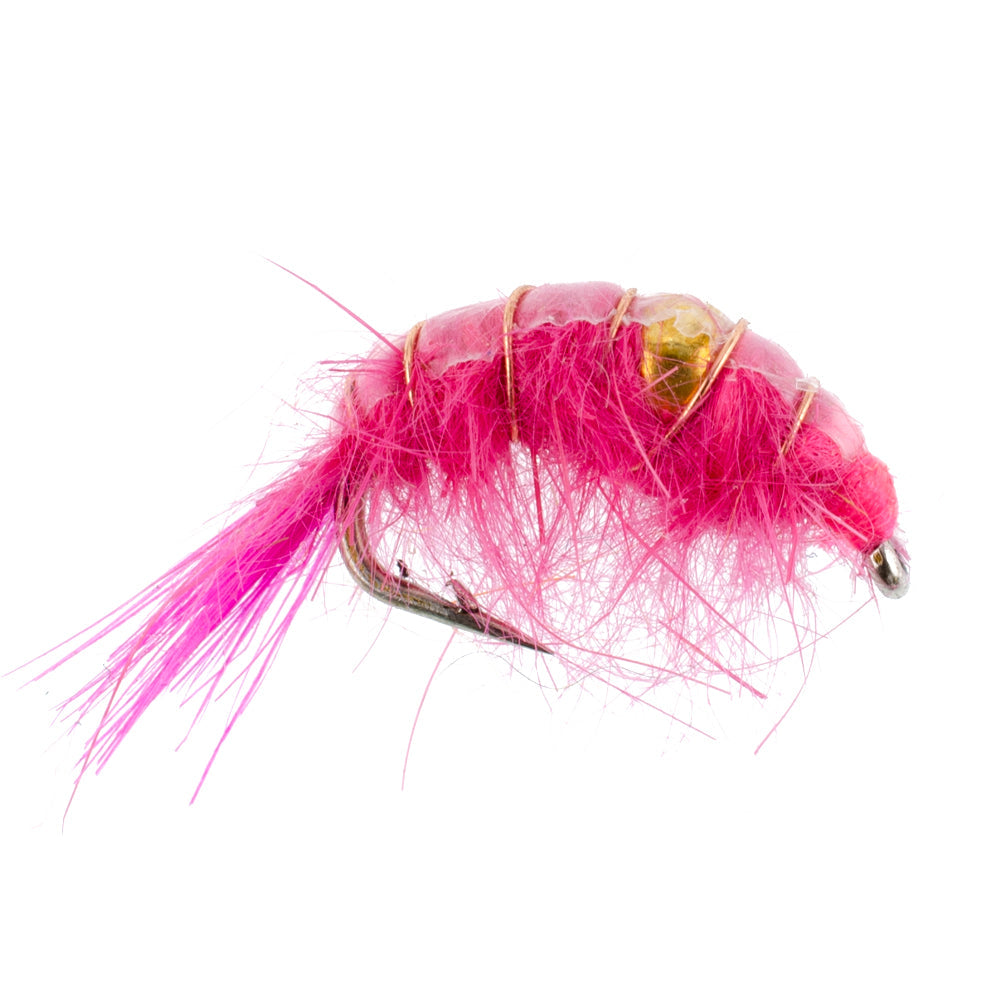 3 Pack Pink Beaded Shrimp Scud Pattern - Size 12 - Tailwater Lake Fly Fishing Nymph