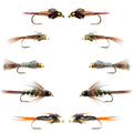 Basics Collection - Copper John and Flash Back Bead Head Nymph Assortment - 10 Wet Flies - 5 Patterns - Hook Sizes 10, 12, 14, 16