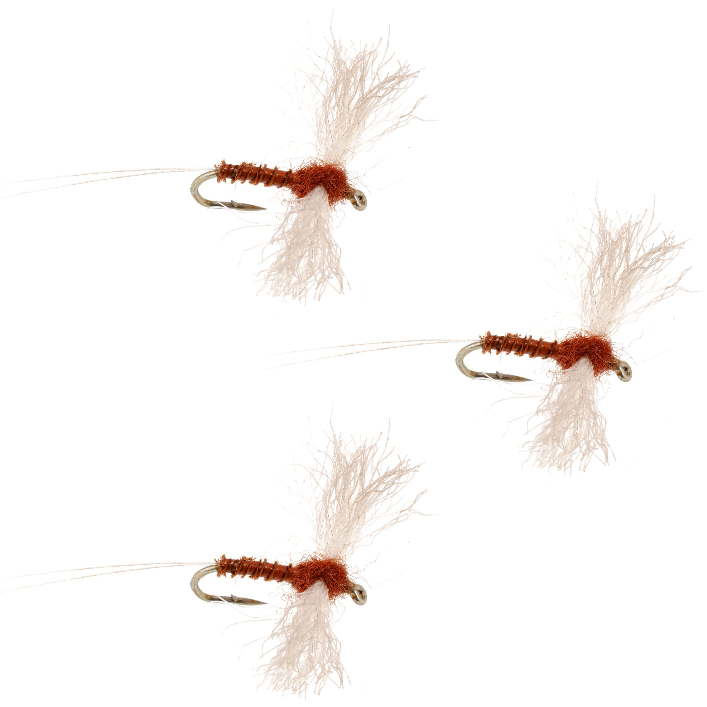 3 Pack Rusty Spinner Z-Lon Wing Biot Body Flies Hook Size 12