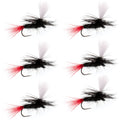 Barbless Parachute Black Gnat Red Tail Dry Fly - 6 Flies - Size 14