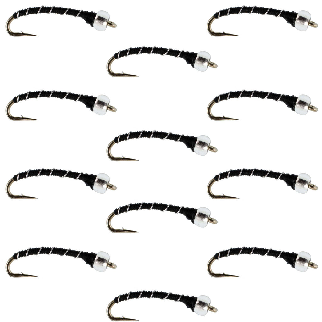 Black Mercury Midge - Glass Bead Head - 12 Flies Size 22