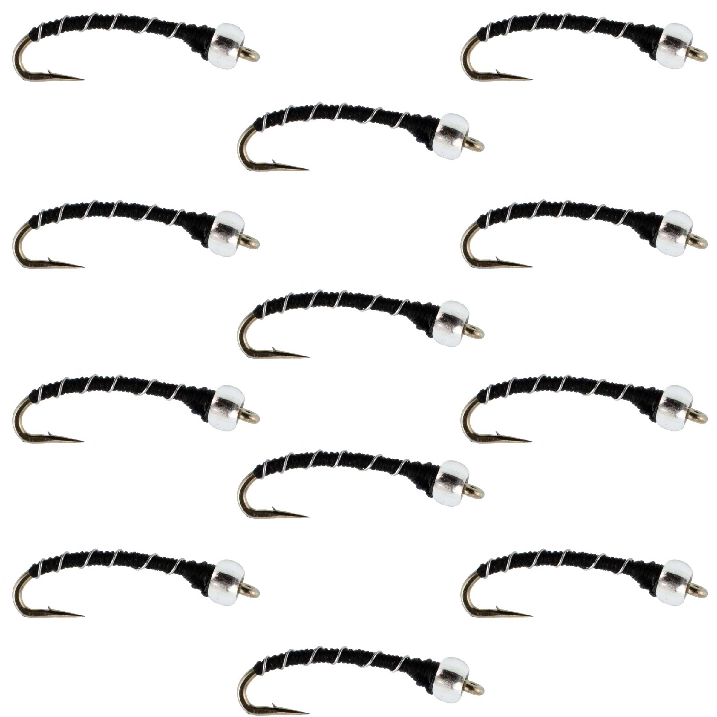 Black Mercury Midge - Glass Bead Head - 12 Flies Size 20