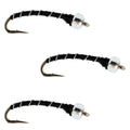 3 Pack Black Mercury Midge - Glass Bead Head Flies Size 18