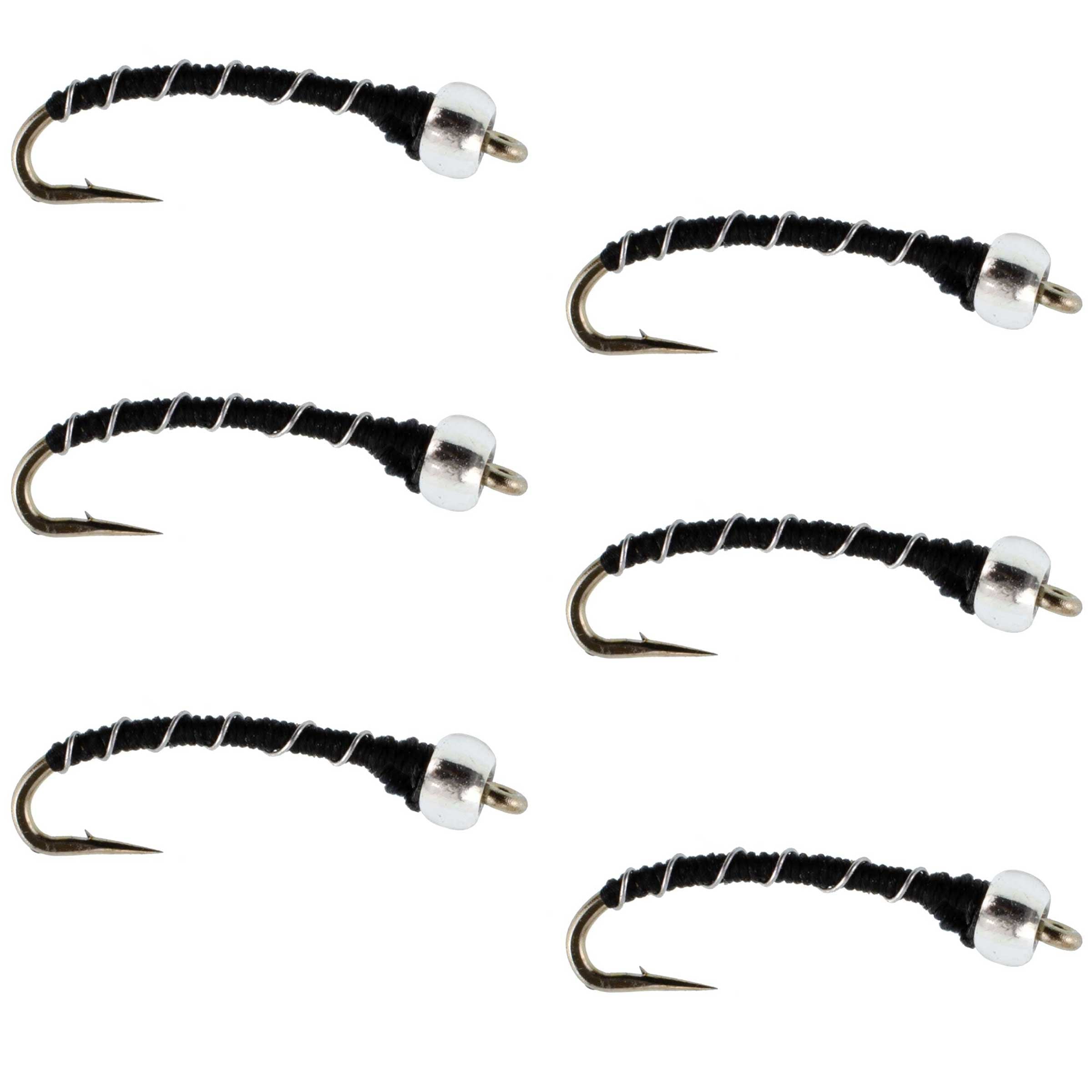Black Mercury Midge - Glass Bead Head - 6 Flies Size 18