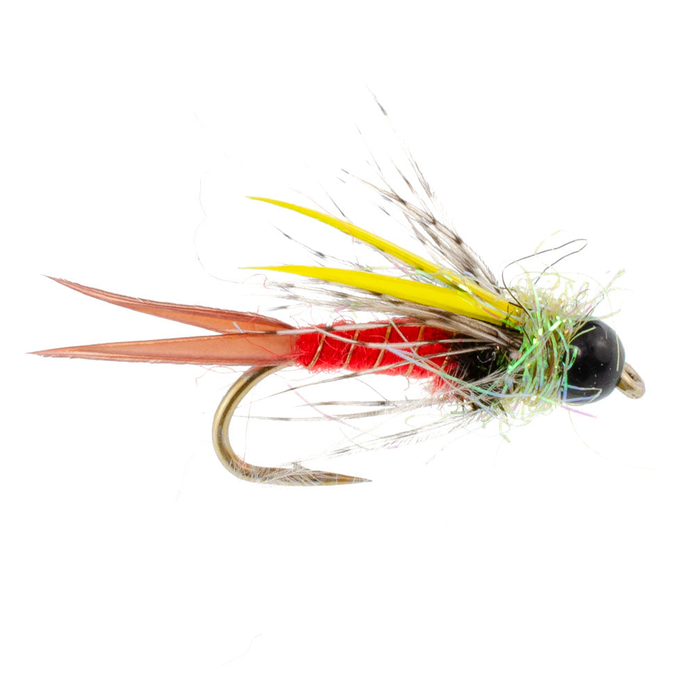 3 Pack Tungsten Bead Head Nicks Prince Special Nymph Fishing Flies - Hook Size 12