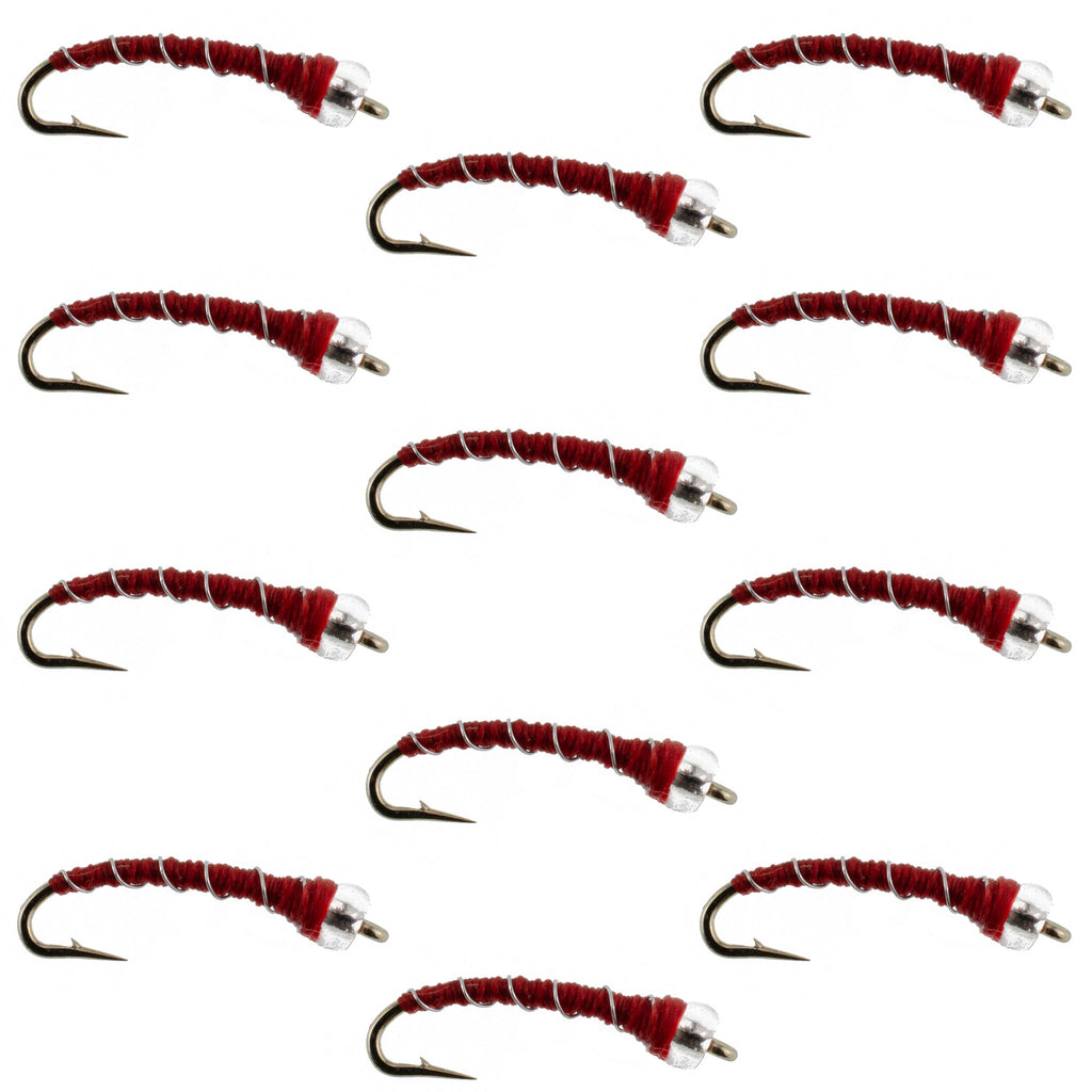 Mercury Red Blood Midge - Glass Bead Head 12 Flies Size 20