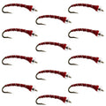 Mercury Red Blood Midge - Glass Bead Head 12 Flies Size 20
