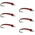 Mercury Red Blood Midge - Glass Bead Head 6 Flies Size 18
