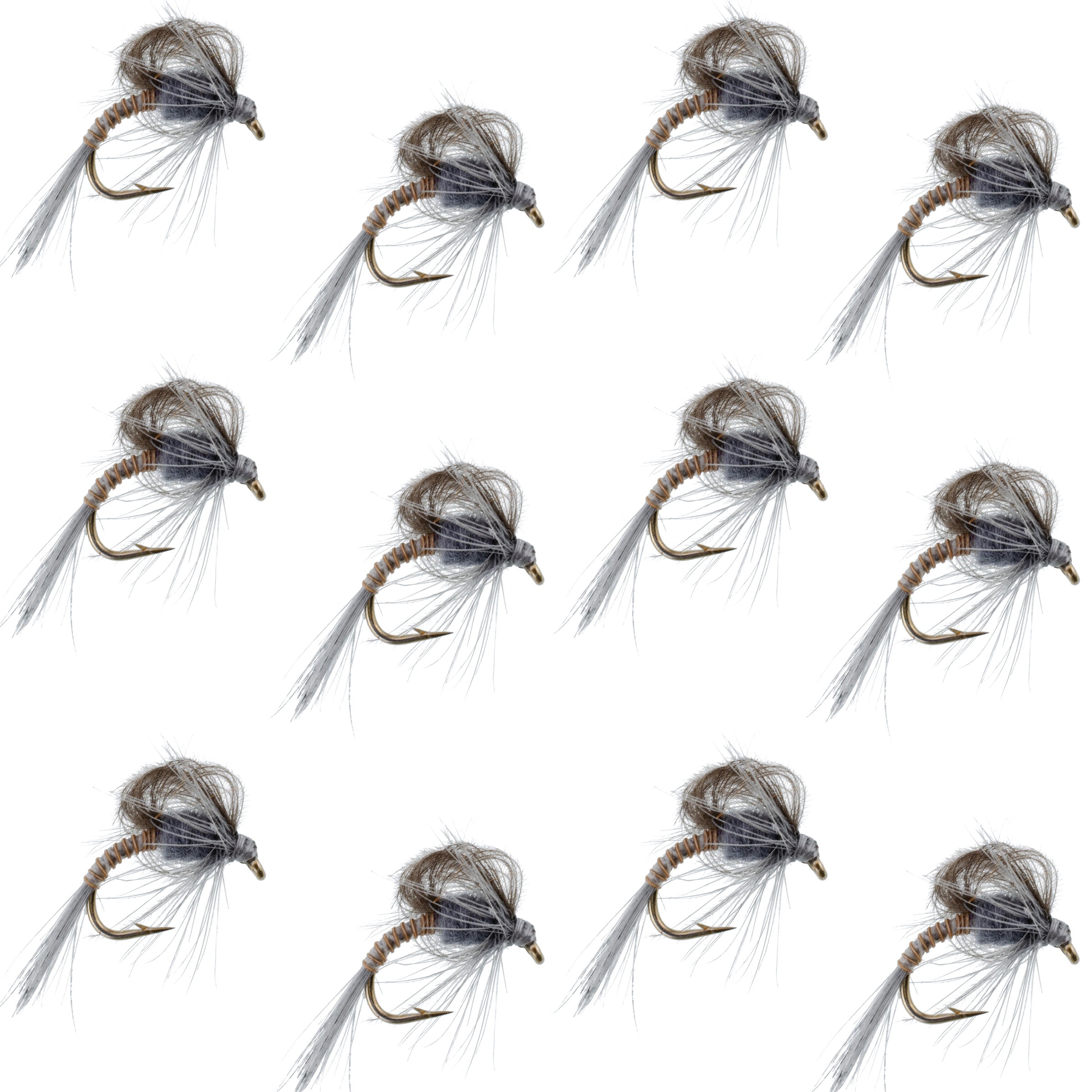 CDC Loop Wing Adams Emerger Fly 12 Flies - Hook Size 14