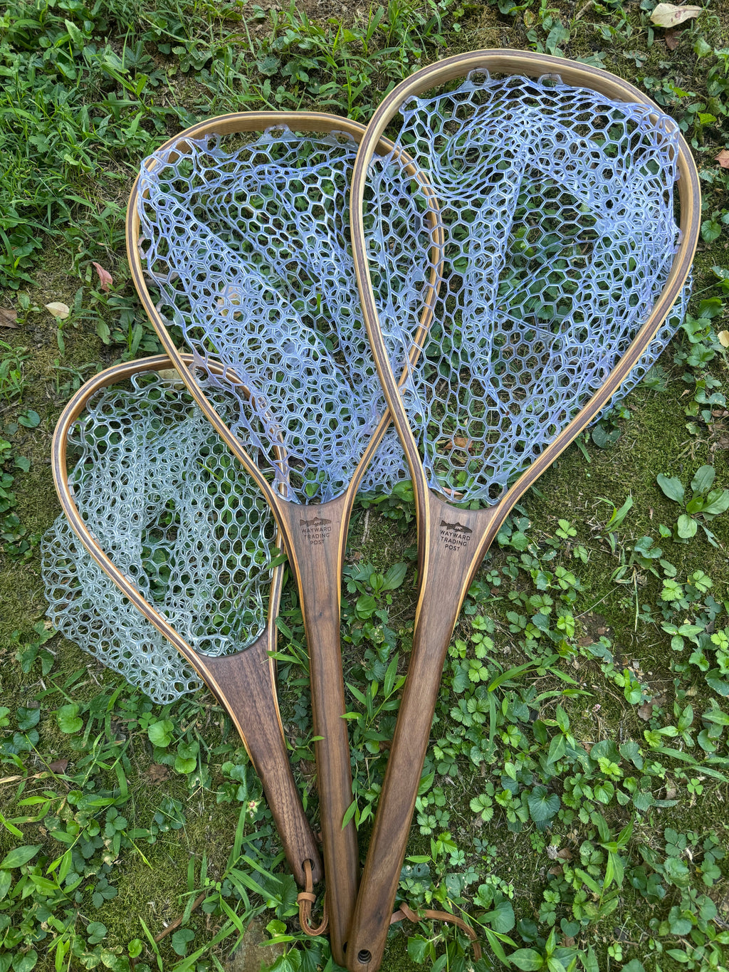 Fat Jake 16"x12" - Brown Trout Engraved - Natural Fly Fishing Traditional Landing Net - Handcrafted & Made in USA
