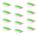 Lefty's Deceiver Saltwater Streamer Fly - Green/White - 1 Dozen Hook Size 1/0