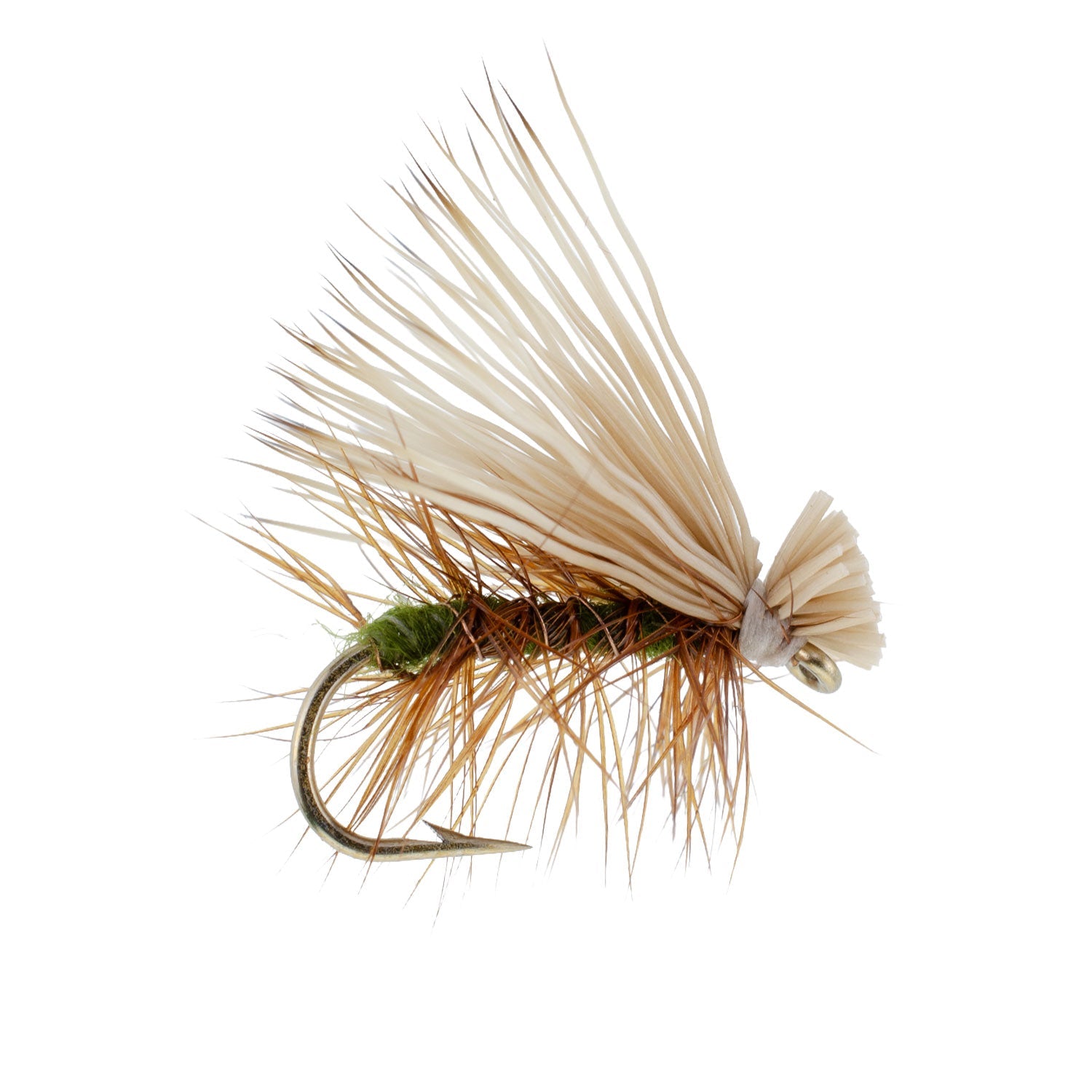 Olive Elk Hair Caddis Classic Trout Dry Fly - Set of 12 Flies Size 16