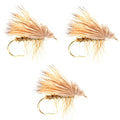 3 Pack Barbless Yellow Elk Hair Caddis Classic Trout Dry Fly Size 16