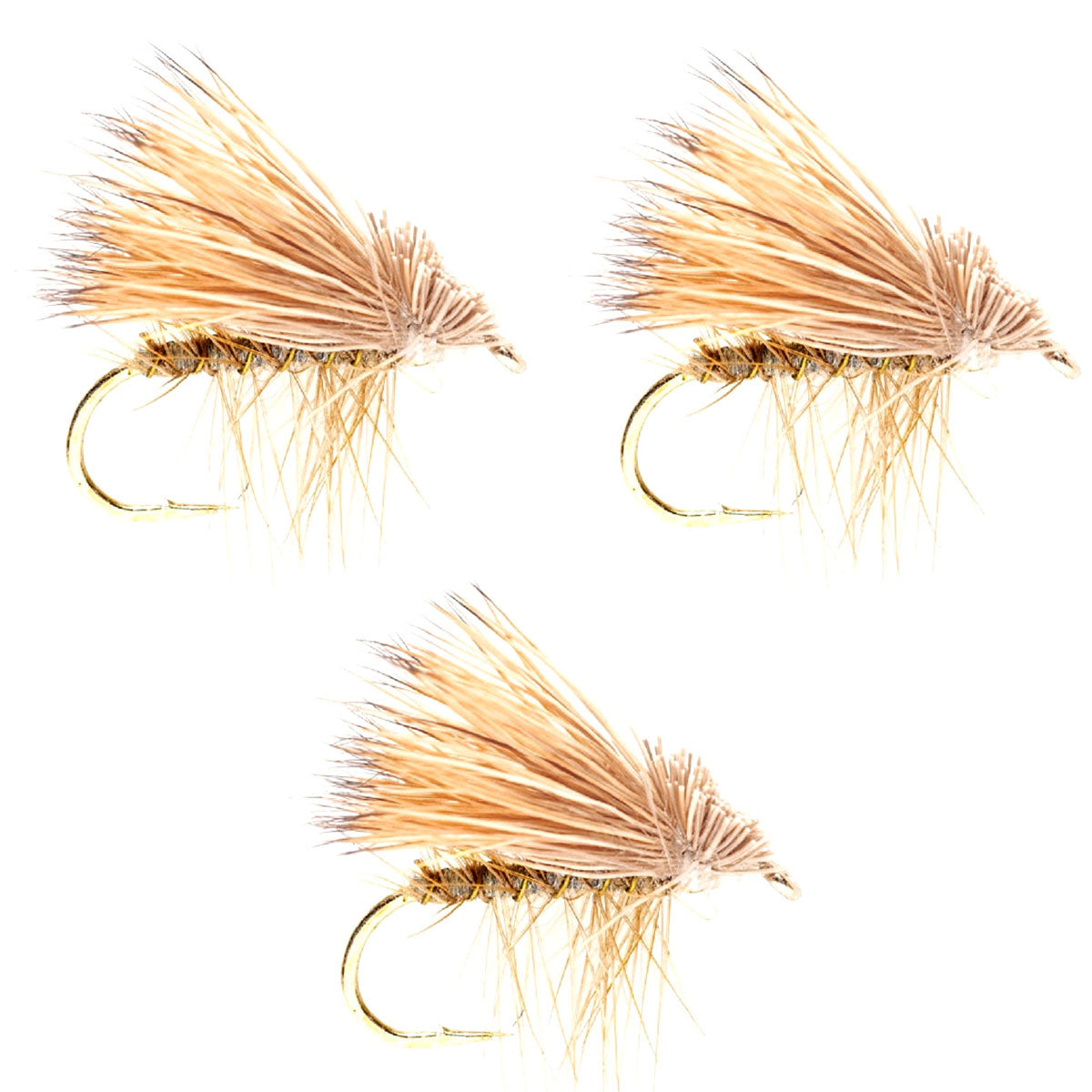 3 Pack Barbless Yellow Elk Hair Caddis Classic Trout Dry Fly Size 16