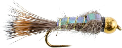 3 Pack Barbless Bead Head Flash Back Gold Ribbed Hare's Ear Nymph Flies Hook Size 10