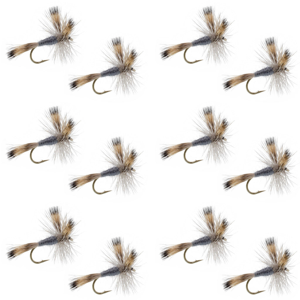 Gray Wulff Classic Trout Dry Fly -12 Flies Hook Size 10