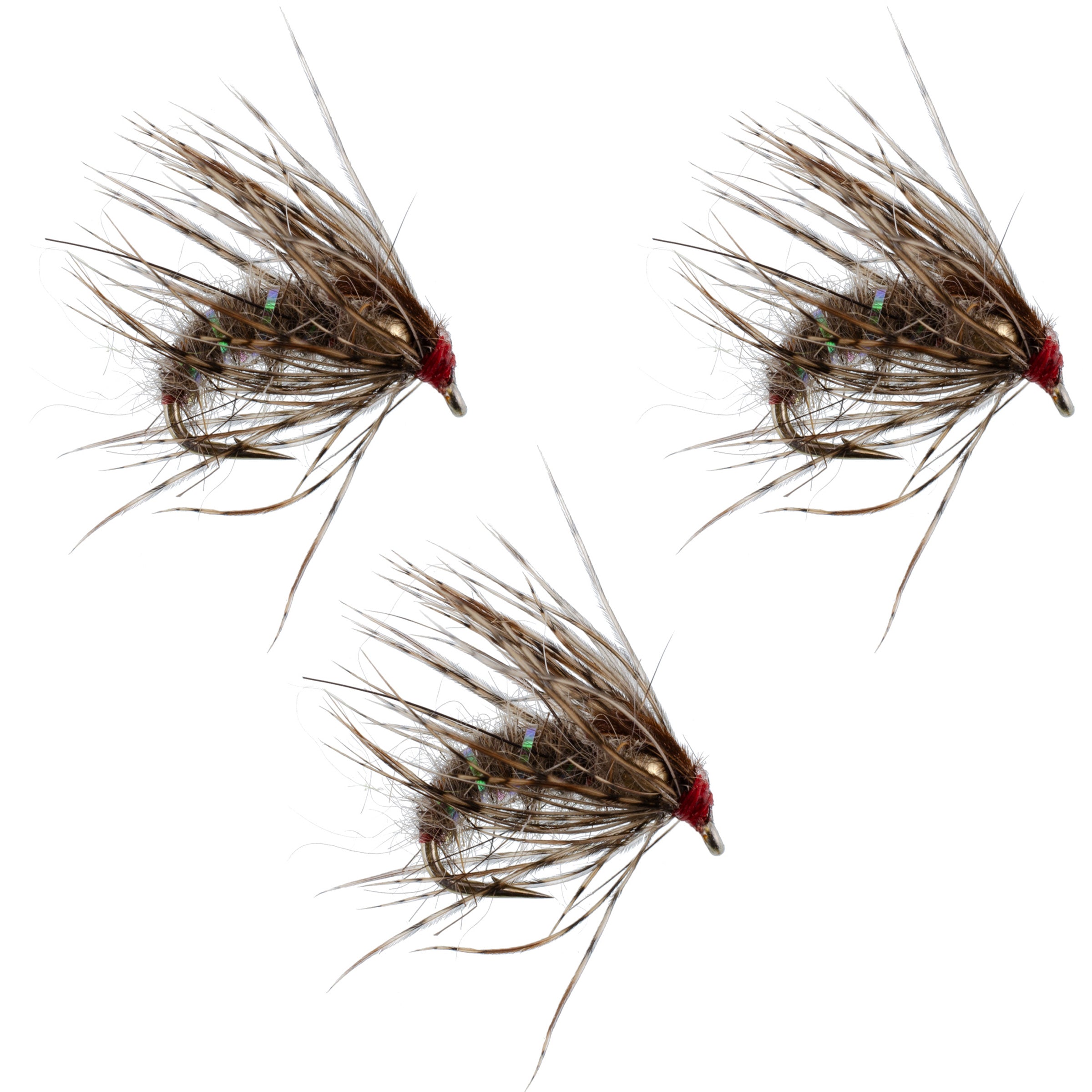 3 Pack Hares Ear Holy Grail Caddis Pupa Emerger Flies Hook Size 12