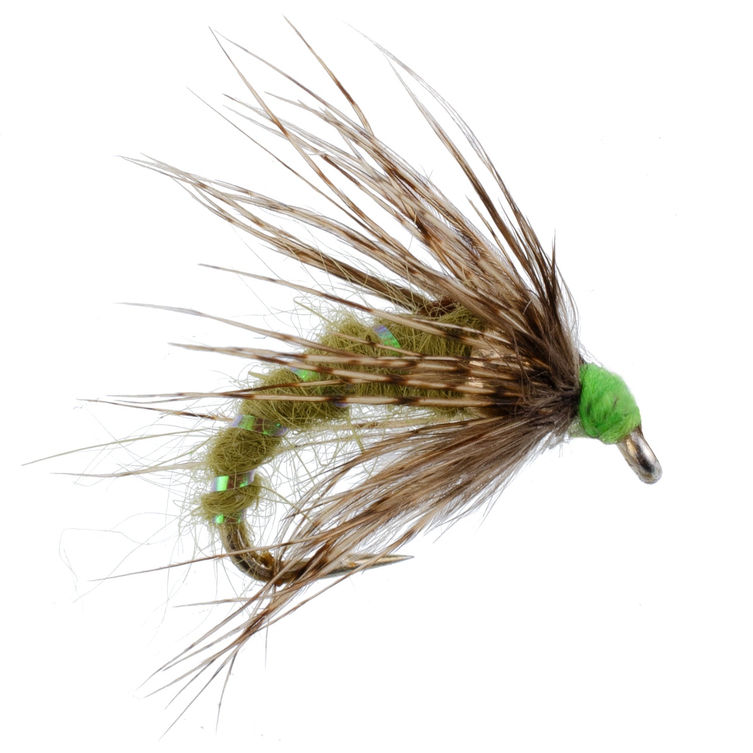 Olive Holy Grail Caddis Pupa Emerger 6 Flies Hook Size 16