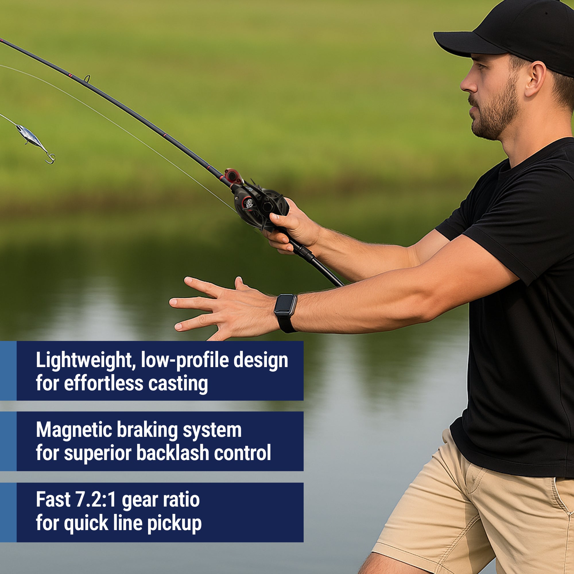 Reaction Tackle Baitcasting Fishing Reel – ReactCast Edition- High-Speed 7.3:1 Gear Ratio