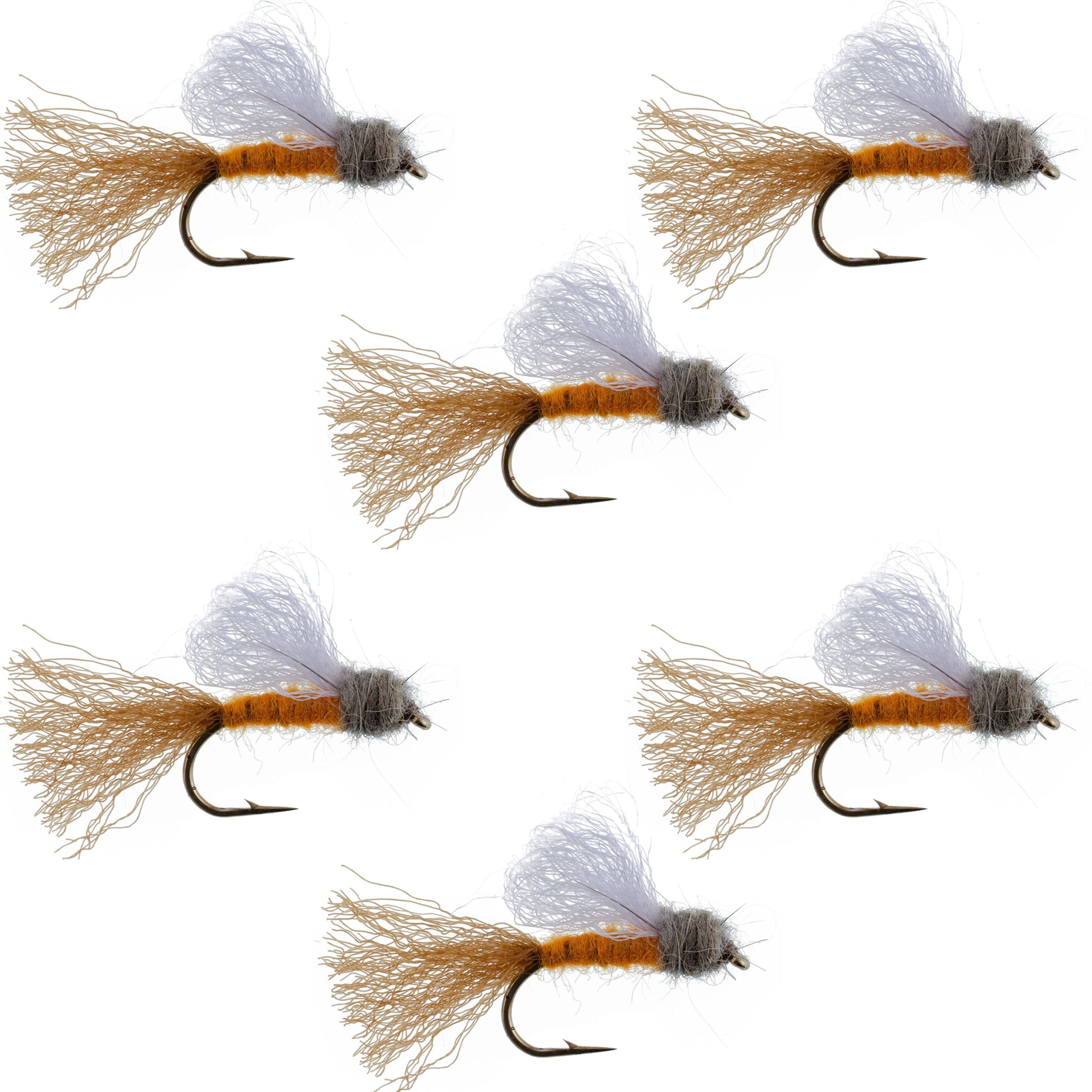 Orange Iris October Caddis Emerger Caddis  Trout Dry Fly - 6 Flies Hook Size 8