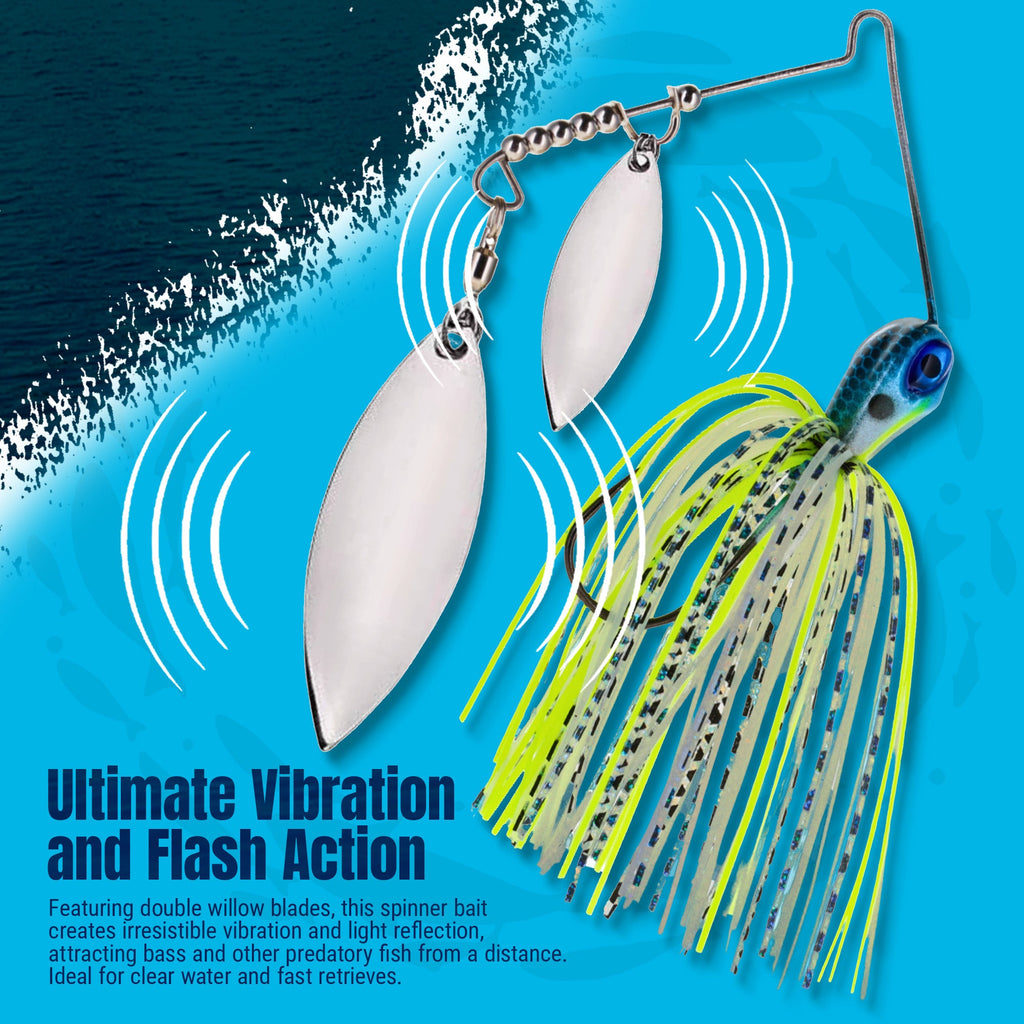 Reaction Tackle Lead Double Willow Blade Spinnerbait Jigs (3-Pack)
