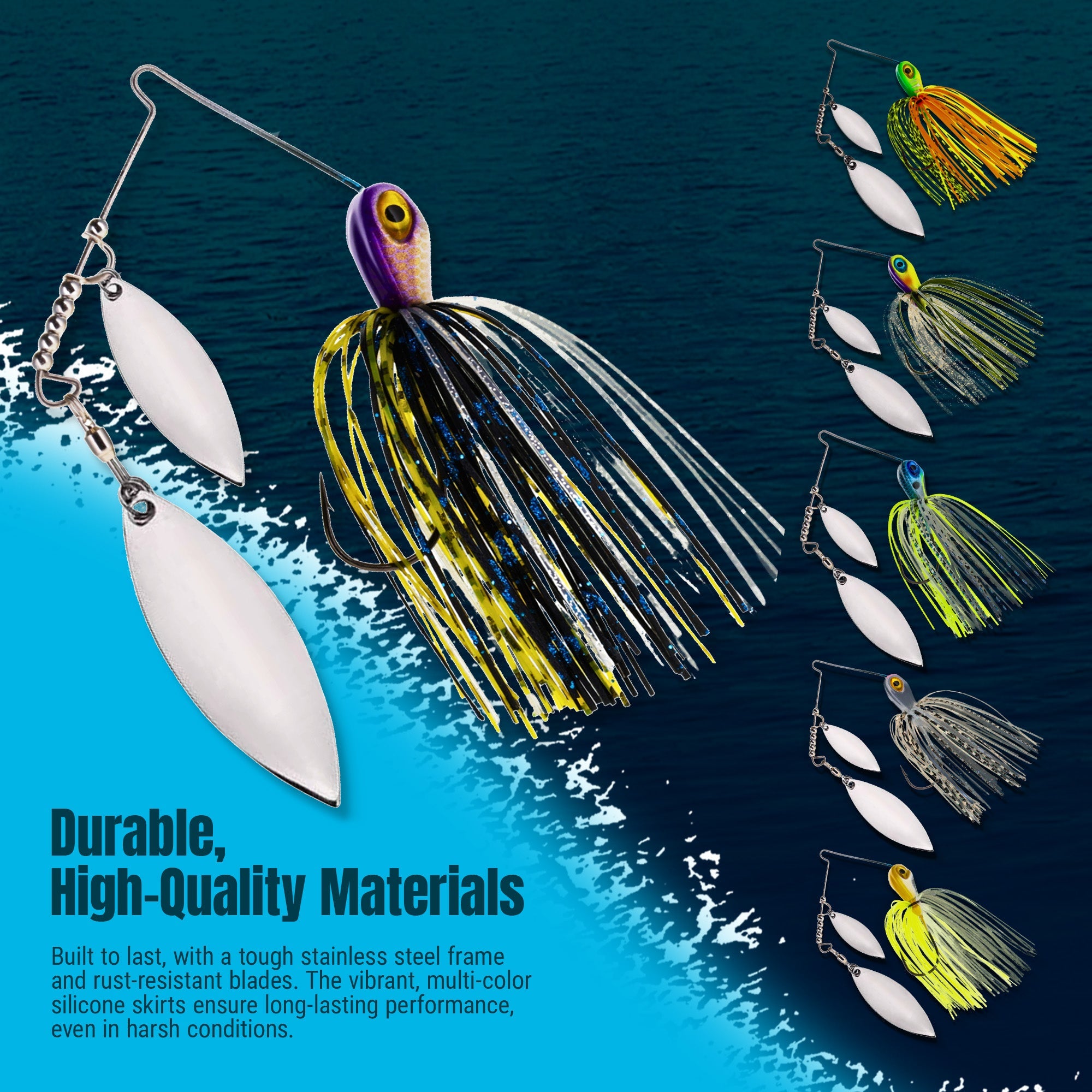 Reaction Tackle Lead Double Willow Blade Spinnerbait Jigs (3-Pack)
