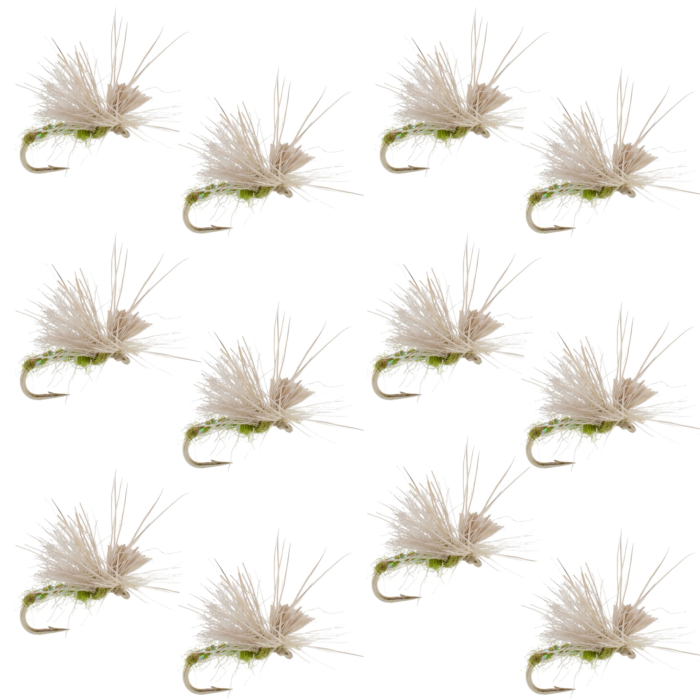 Olive Missing Link Caddis or Mayfly Flies Hook 12 Flies Size 20
