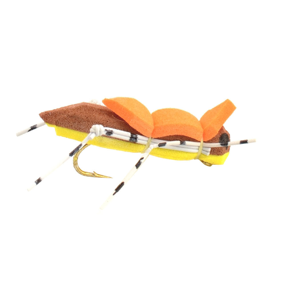 Morrish Hopper Foam Body Grasshopper Assortment Dry Fly - 8 Flies - 4 Colors - Hook Size 10 - Hopper Dropper