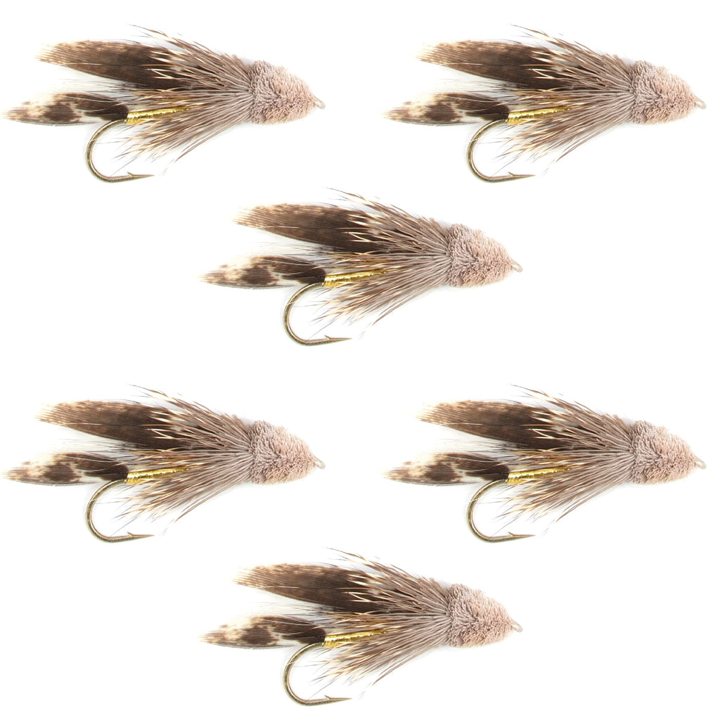 Muddler Minnow Fly Fishing Flies - Classic Bass and Trout Streamers - Set of 6 Flies Hook Size 8