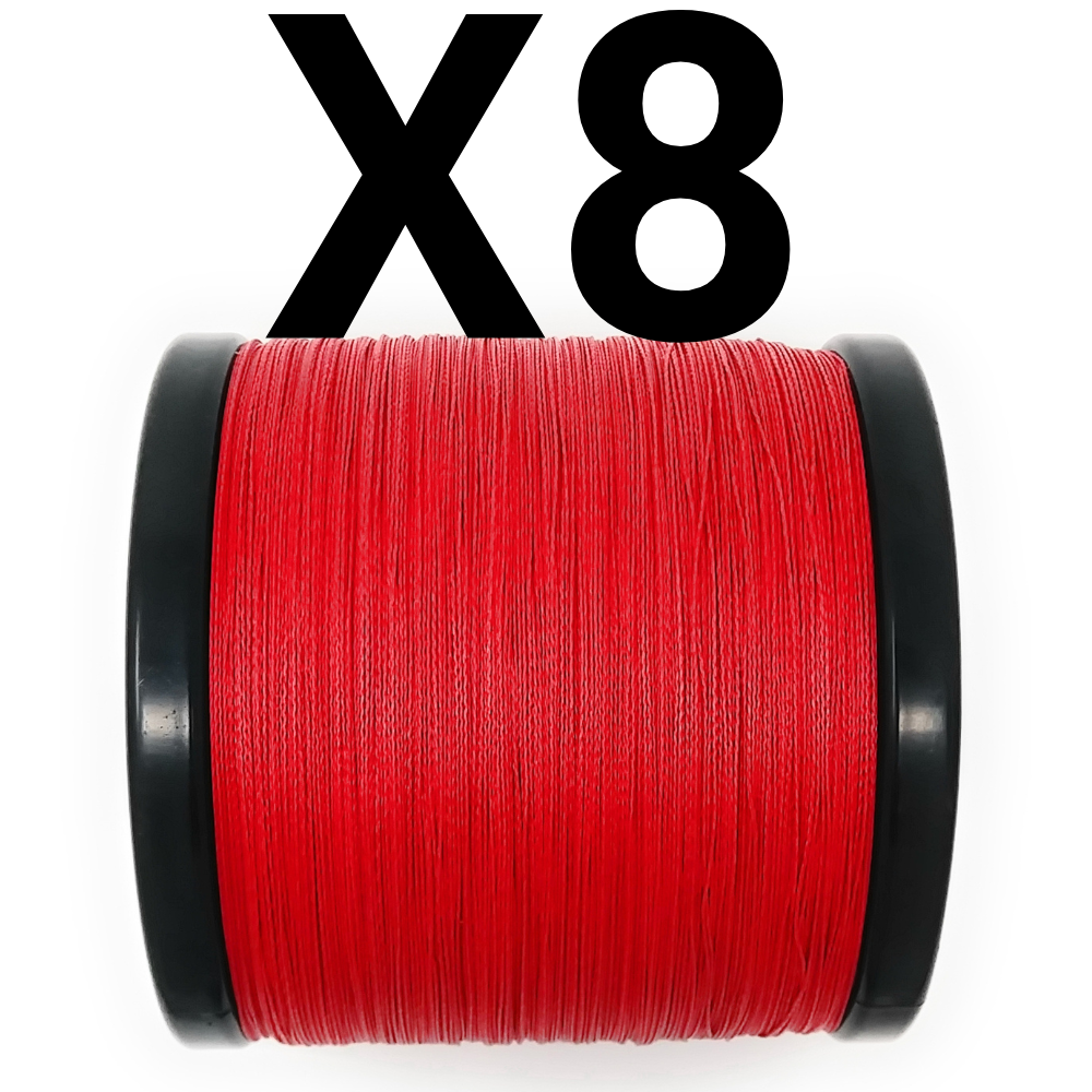 Reaction Tackle X8 Braided Fishing Line - NO FADE Red 8 Strand