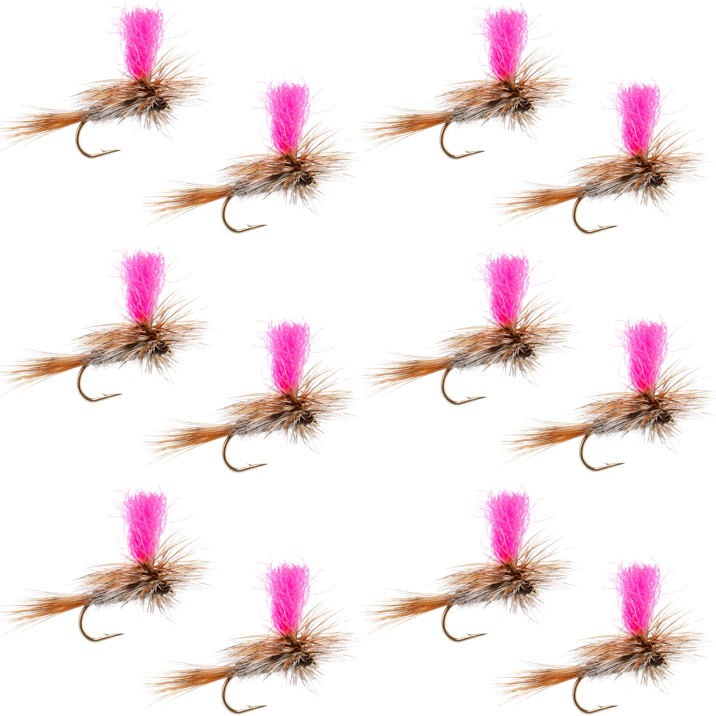 Adams Hi-Viz Parachute Classic Dry Fly - 12 Flies Hook Size 14