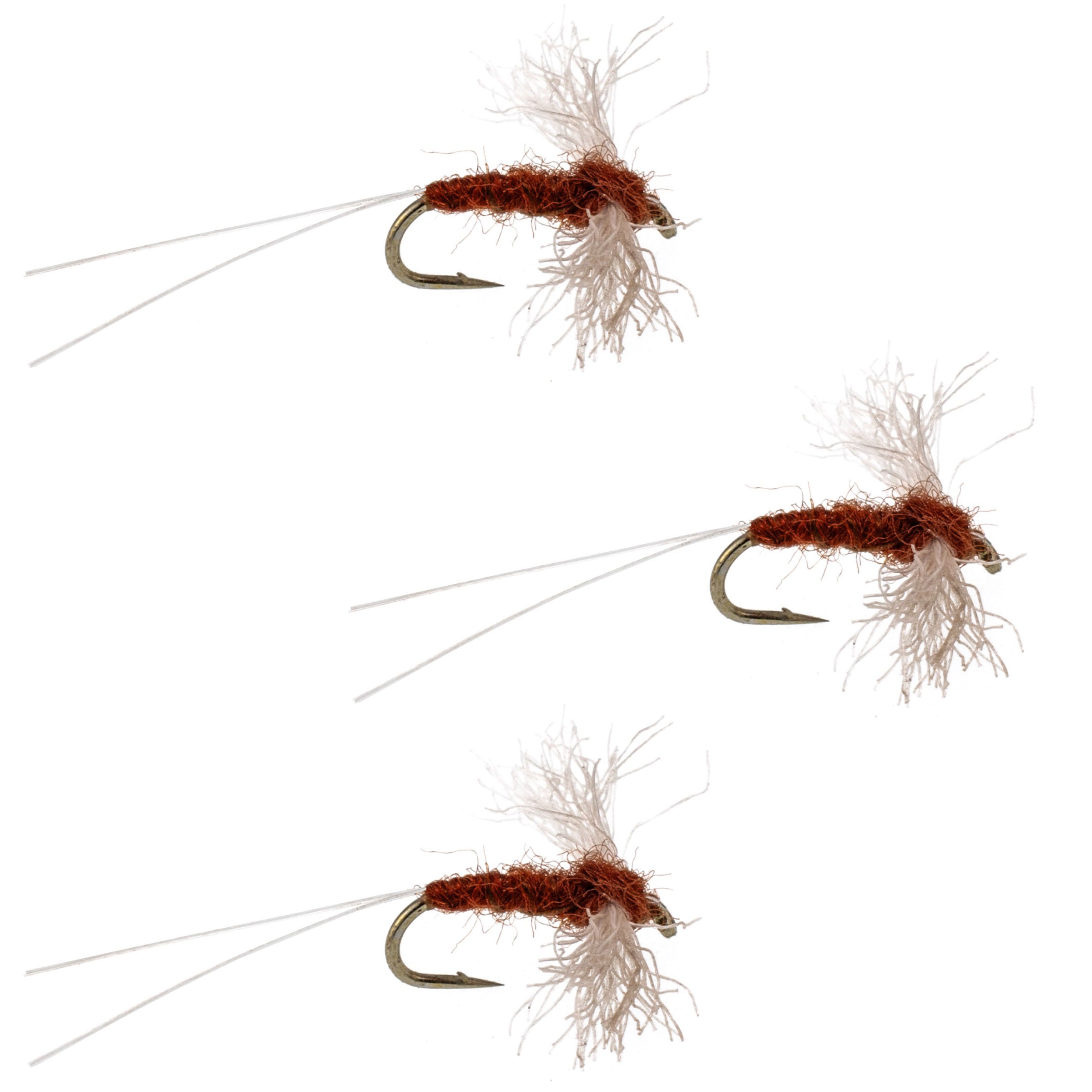 3 Pack Poly Wing Rusty Spinner Mayfly Flies Hook Size 20