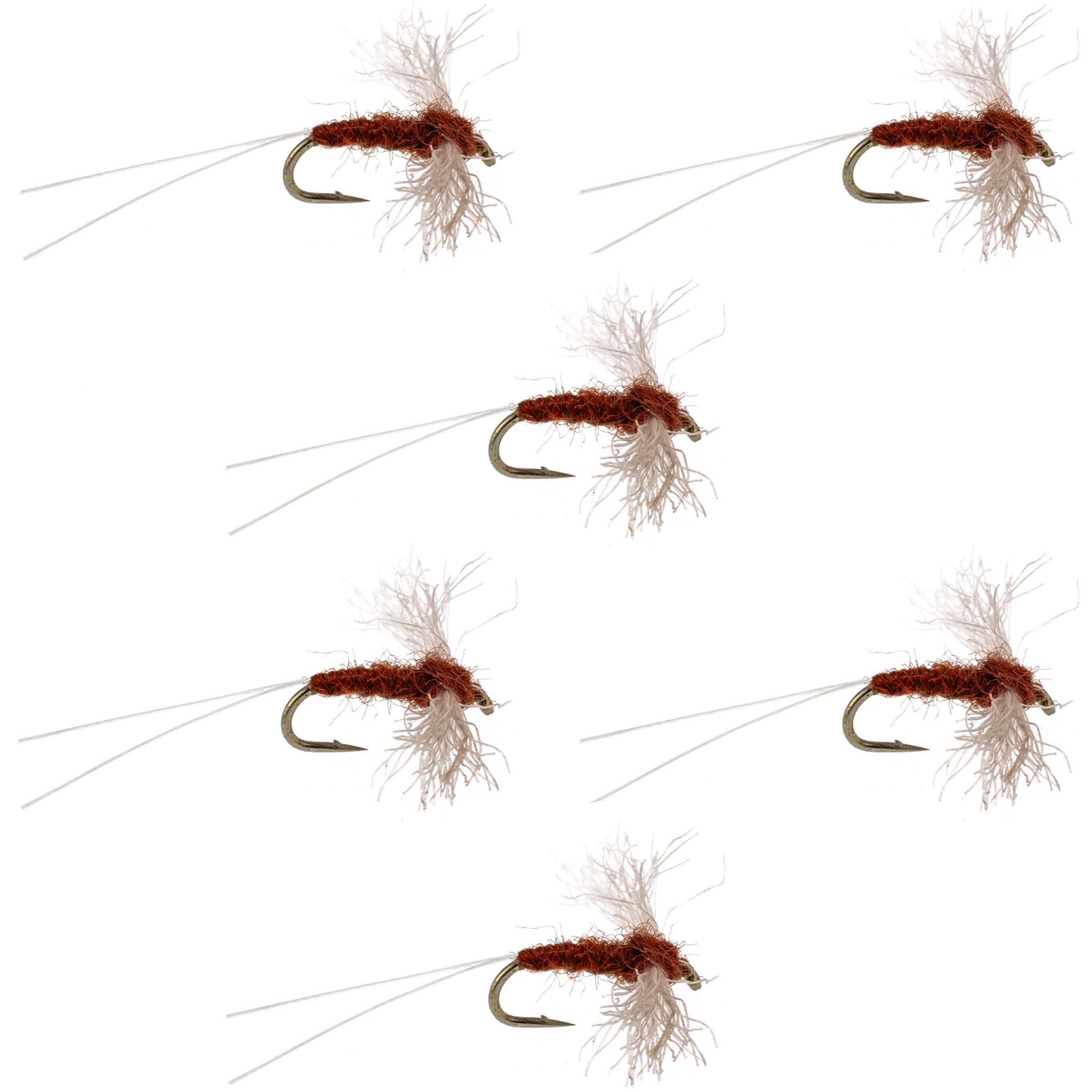 Poly Wing Rusty Spinner Mayfly 6 Flies Hook Size 22