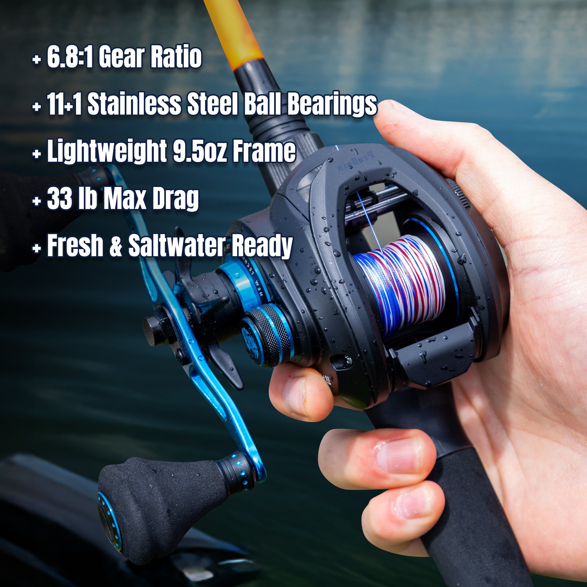 Reaction Tackle Baitcasting Fishing Reel – ProSpin Edition - 6.8:1 Gear Ratio