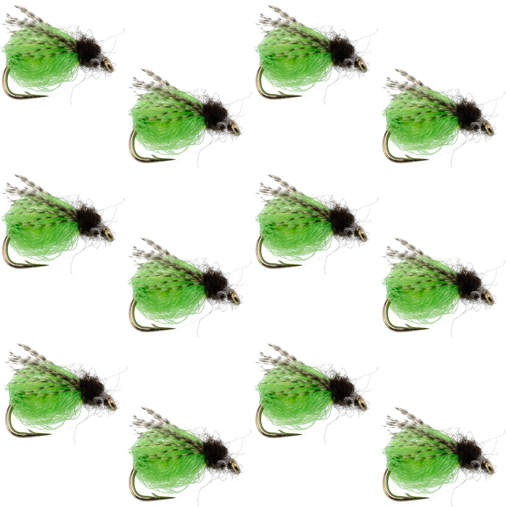 LaFontaine Bright Green Deep Sparkle Caddis Pupa - 1 Dozen Flies Hook Size 18