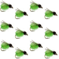 LaFontaine Bright Green Deep Sparkle Caddis Pupa - 1 Dozen Flies Hook Size 18