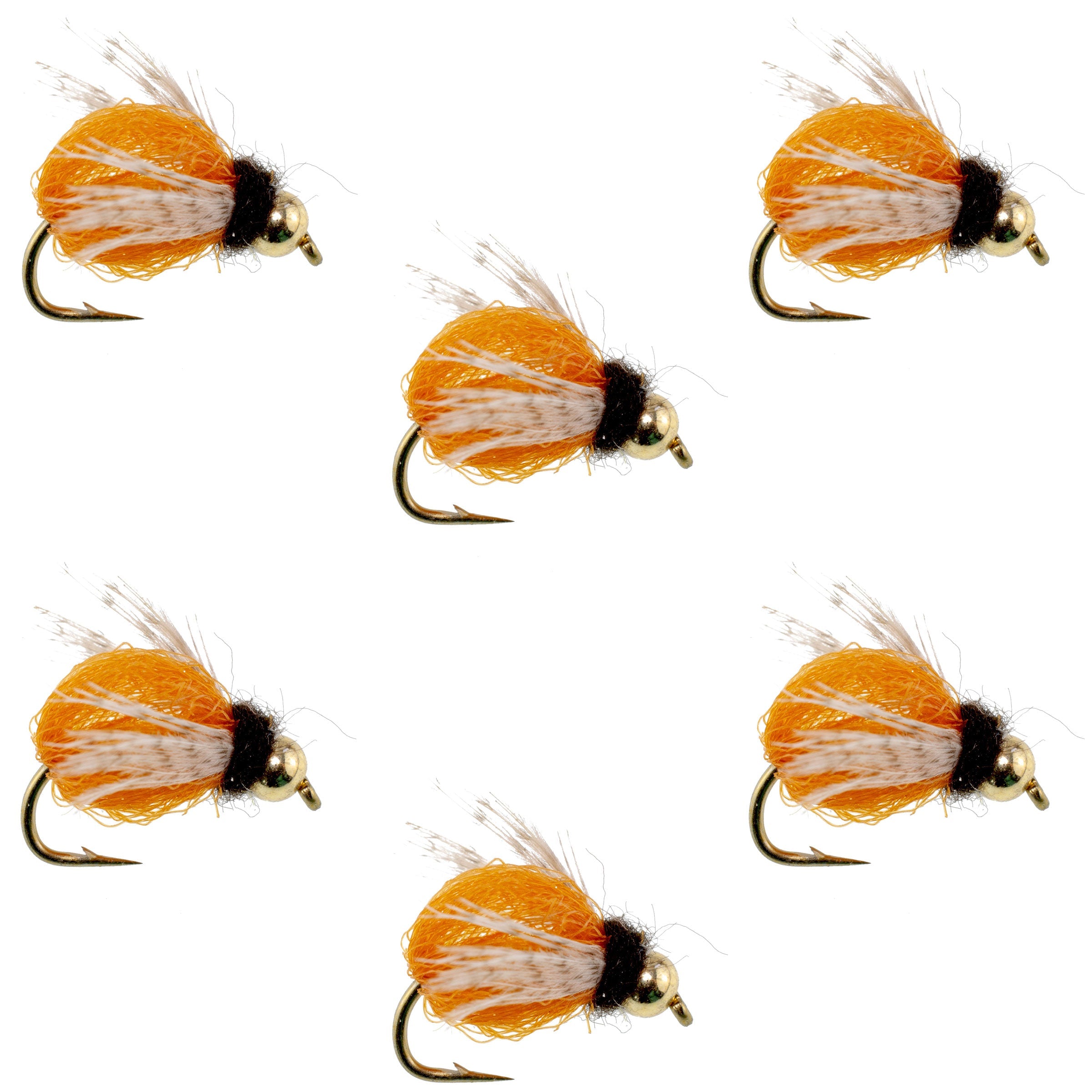 Bead Head LaFontaine Amber Deep Sparkle Caddis Pupa - 6 Flies Hook Size 14