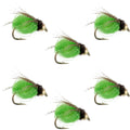 Bead Head LaFontaine Bright Green Deep Sparkle Caddis Pupa - 6 Flies Hook Size 14