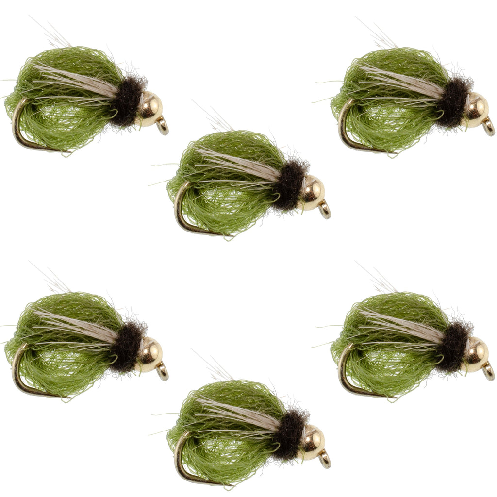 Bead Head LaFontaine Olive Deep Sparkle Caddis Pupa - 6 Flies Hook Size 16