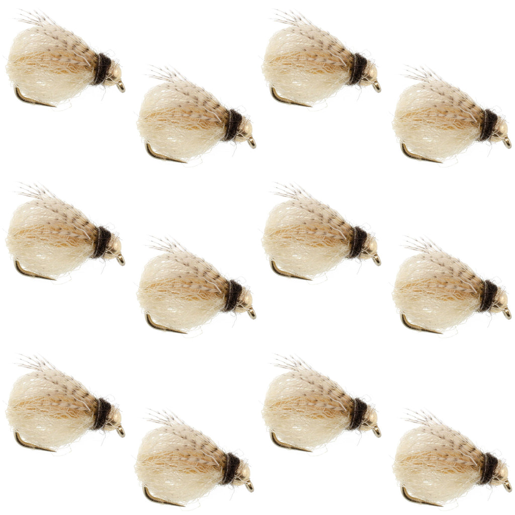 Bead Head LaFontaine Tan Deep Sparkle Caddis Pupa - 1 Dozen Flies Hook Size 12