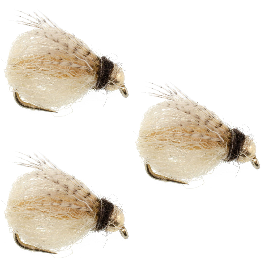 3 Pack Bead Head LaFontaine Tan Deep Sparkle Caddis Pupa - Hook Size 16