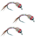 3 Pack Bead Head Rainbow Warrior Nymph Fly Fishing Flies Hook Size 16
