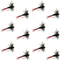 Red-Tailed Black Gnat Classic Dry Fly - 12 Flies Size 16