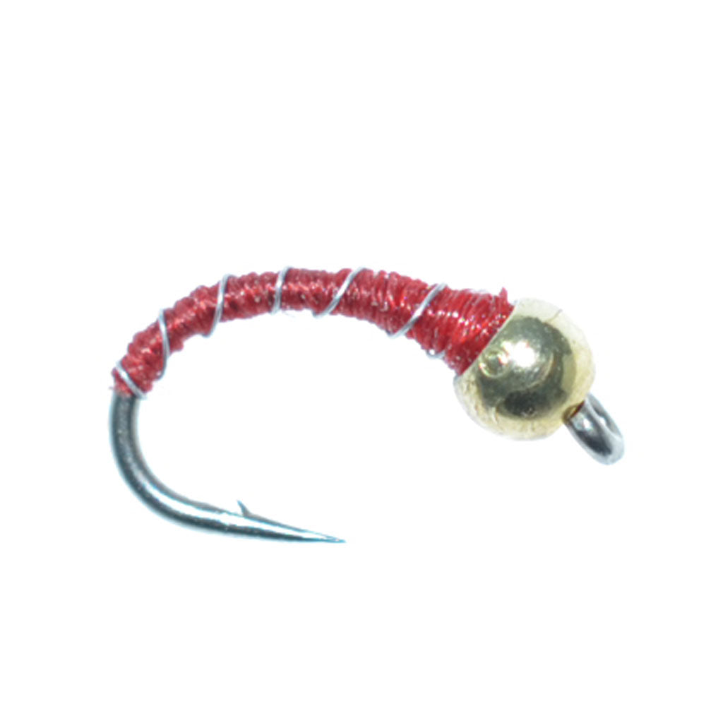 Bead Head Red Zebra Midge Still Water Nymph 1 Dozen Flies Hook Size 16