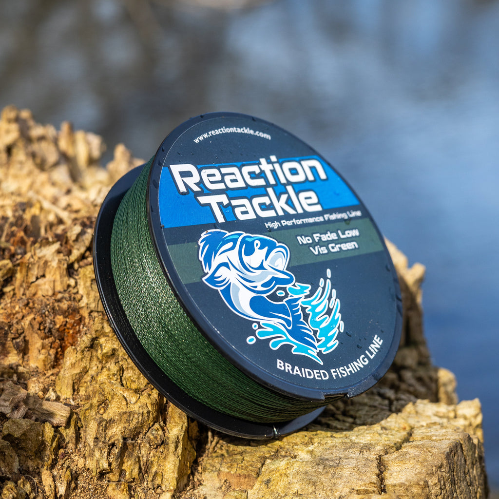 Reaction Tackle Braided Fishing Line - NO FADE Low-Vis Green